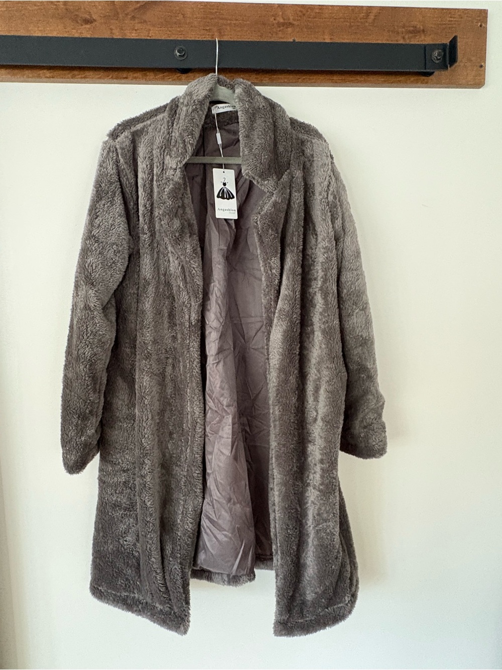 Faux Fur Long Coat - Gray